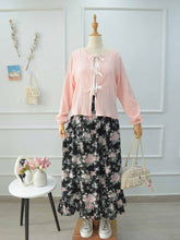 ELARA - BLACK RUFFLE HEM FLORAL SKIRT